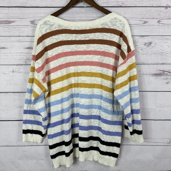 Talbots Sweater Womens 2X Striped Multicolor Knit Pull Over Light Weight Rainbow - Picture 6 of 13